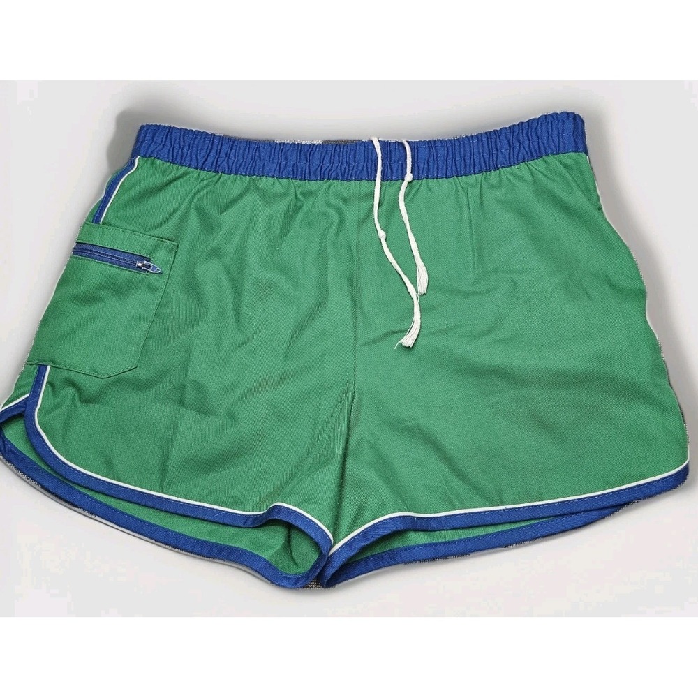 Vintage Donmoor Run Swim‎ Trunks Women's Size Medium Green Blue Stripes 80's USA